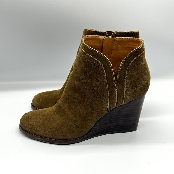Lucky Brand Ankle Bootie Suede Yimina Green Size 8.5 - Picture 4 of 7